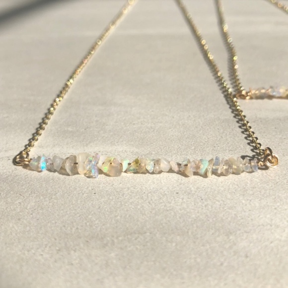 Estrella & Luna Jewelry - Raw Opal Dainty 14K Gold Boho Necklace
